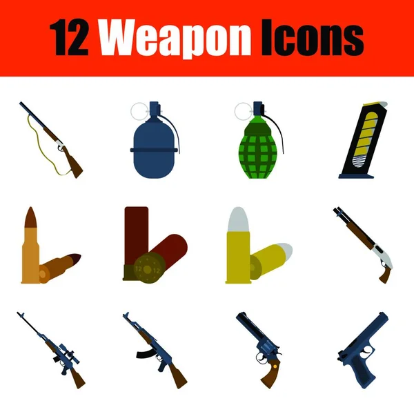 Conjunto Ícones Armas Design Cores Completas Ilustração Vetorial — Vetor de Stock
