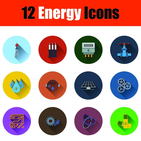 Conjunto Iconos Energía Diseño Del Color Plantilla Ilustración Vectorial — Vector de stock