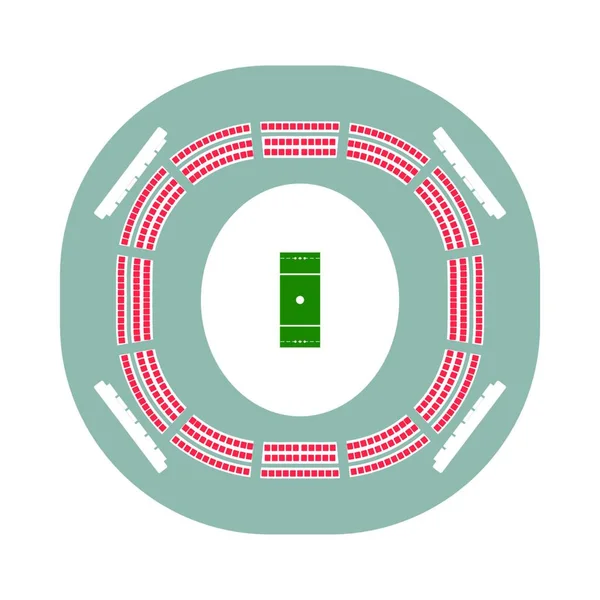 Cricket Stadion Icoon Vlakke Kleur Stencil Ontwerp Vectorillustratie — Stockvector