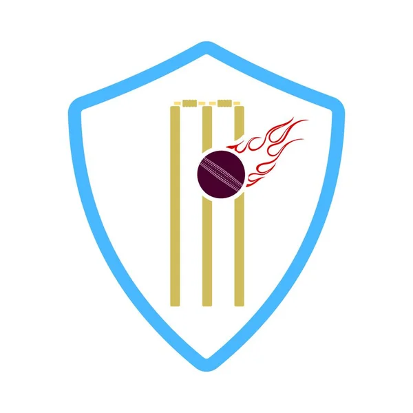 Icono Del Emblema Del Escudo Cricket Diseño Plantilla Color Plano — Archivo Imágenes Vectoriales