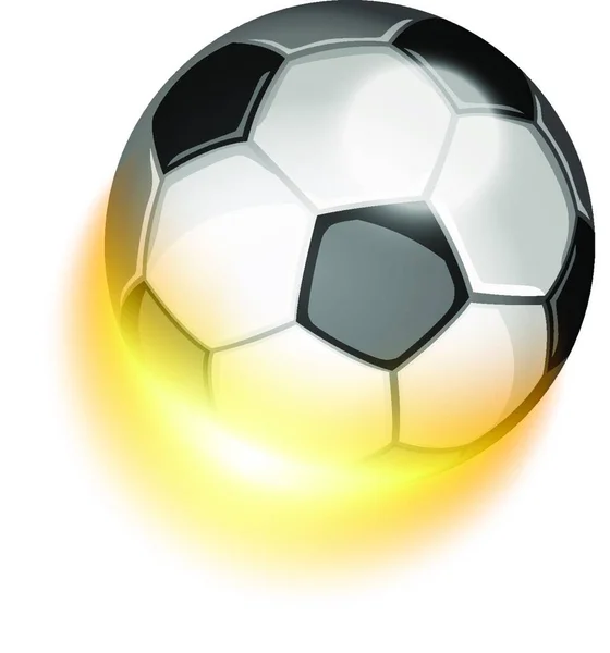 Футбольный Мяч Огне Яркие Блестящие Эффекты Прозрачностью — стоковый вектор