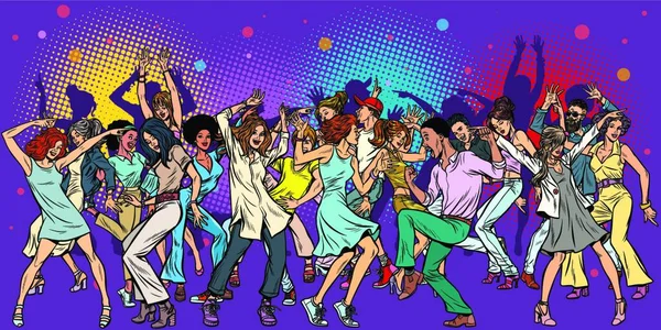 Party Club Tanzende Junge Leute Pop Art Retro Vektor Illustration — Stockvektor