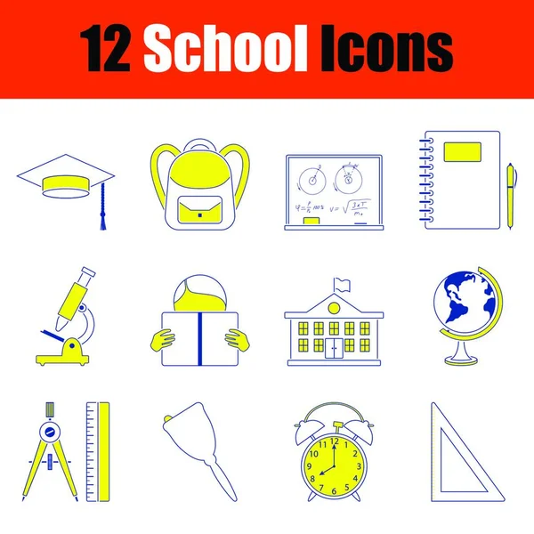 Conjunto Iconos Escolares Diseño Línea Delgada Ilustración Vectorial — Archivo Imágenes Vectoriales