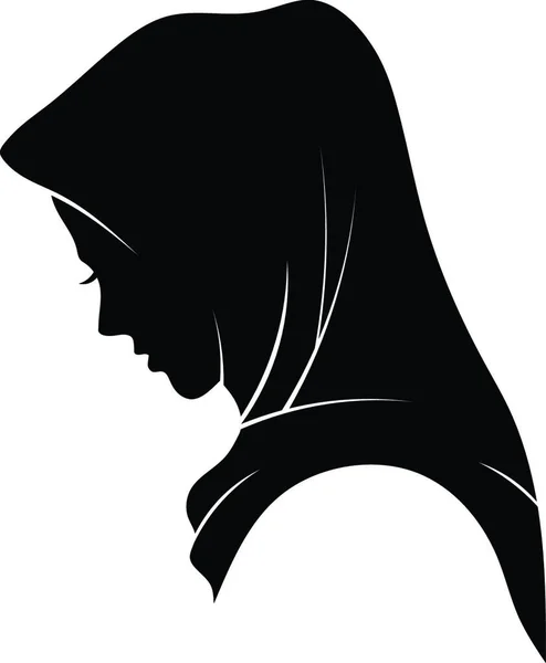 Hermosa Mujer Musulmana Hijab Moda Silueta Vector — Archivo Imágenes Vectoriales