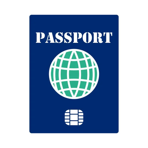 チップアイコン付きのパスポート 青と黄色のトーンでステンシル ベクターイラスト — ストックベクタ