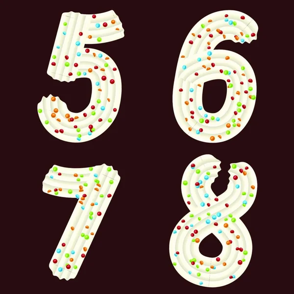 Tempting Tipography Font Design Icing Letter Sweet Numbers Five Six — Stock Vector