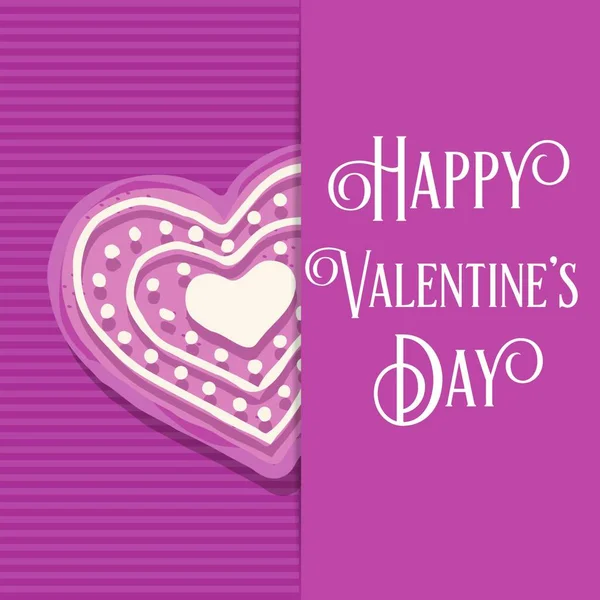 Carte Amour Saint Valentin Avec Cookie Coeur Rose — Image vectorielle