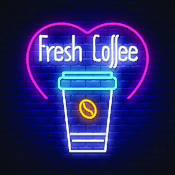 Caffe Fresco Neon Sign Vector Caffè Fresco Distintivo Stile Neon — Vettoriale Stock