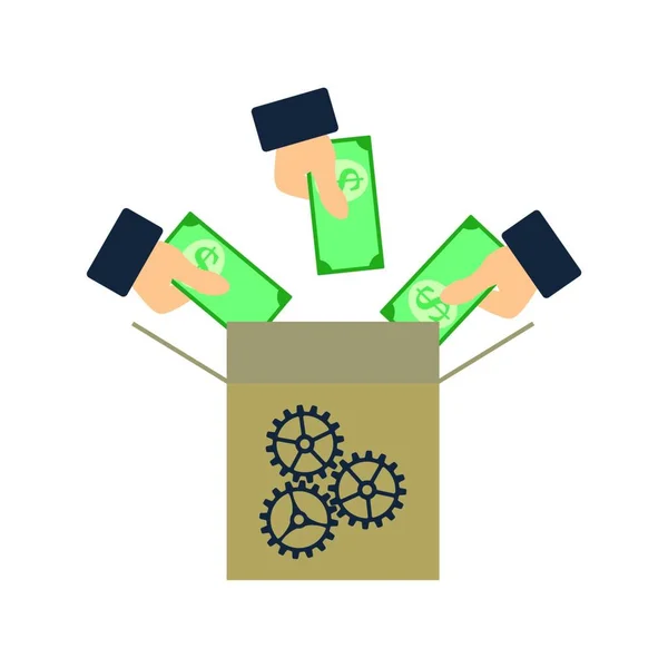 Icône Financement Participatif Mettez Argent Dans Une Boîte Financement Participatif — Image vectorielle