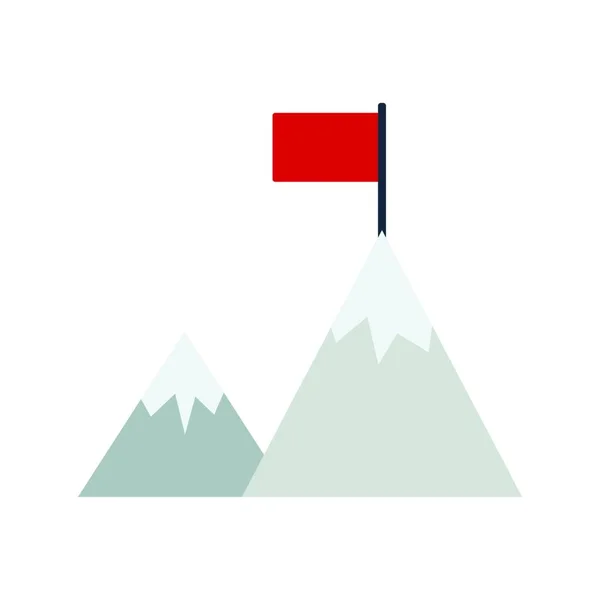Ícone Missão Mountain Peak Com Bandeira Projeto Cor Plana Série — Vetor de Stock