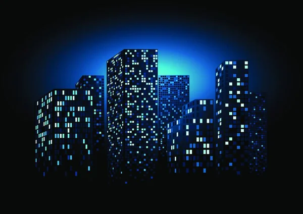 Night City Skyline Illustrazione Sfondo Vettore — Vettoriale Stock