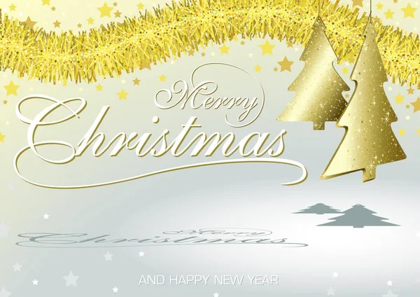 Carte Voeux Noël Avec Ornements Suspendus Arbre Noël Illustration Fond — Image vectorielle