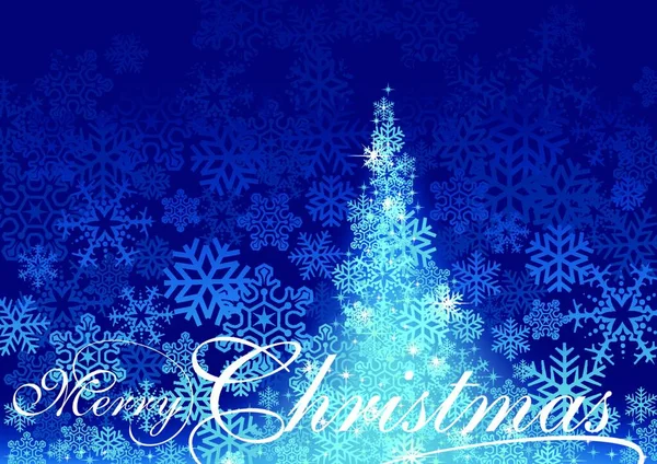 Modrý Abstraktní Vánoční Strom Vytvořený Sněhových Vloček Pozdrav Ilustrace Vektor — Stockový vektor