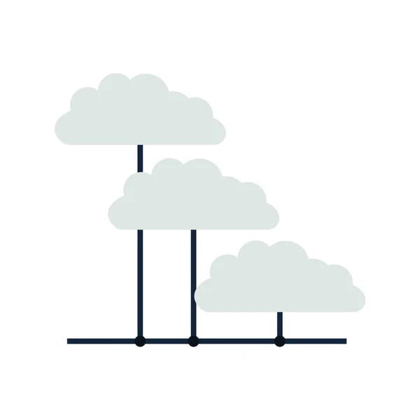 Cloud Network Icon Diseño Color Plano Serie Datos Ilustración Vectorial — Archivo Imágenes Vectoriales