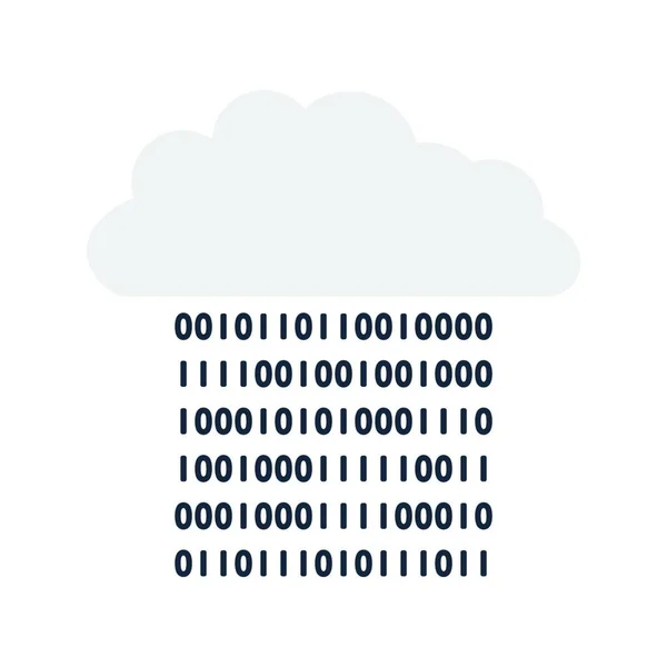 云数据流图标 来自二进制代码的雨 平面色彩设计 数据系列 矢量说明 — 图库矢量图片