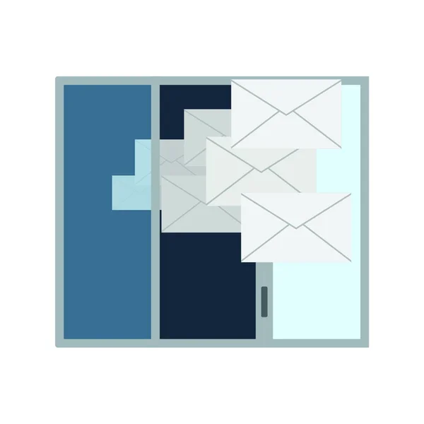 Icône Postale Fenêtre Ouverte Avec Des Messages Volants Conception Couleur — Image vectorielle