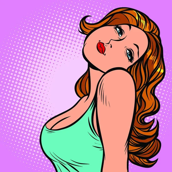 Prachtige Vrouwelijke Portret Vrouw Zoek Profiel Van Komische Cartoon Popart — Stockvector