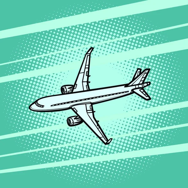 Samolot Air Transport Niebieski Tło Komiks Kreskówka Sztuka Wektor Retro — Wektor stockowy