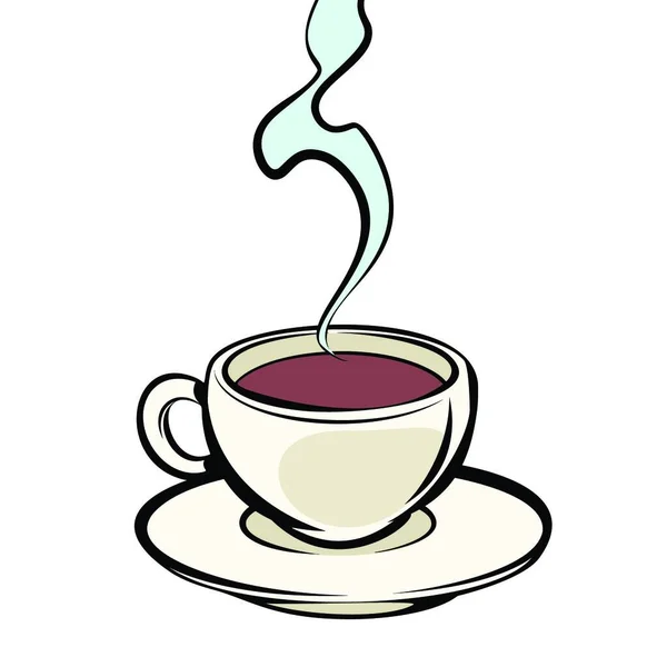 Una Taza Café Caliente Dibujo Cómico Dibujos Animados Pop Vector — Vector de stock