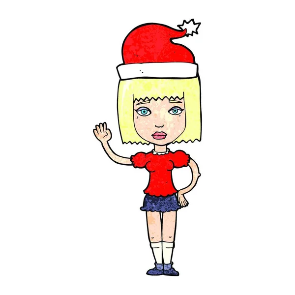 Cartoon Vrouw Klaar Voor Kerstmis — Stockvector