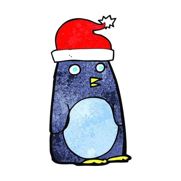 Desenho Animado Chrismtas Pinguim Isolado Fundo Branco — Vetor de Stock