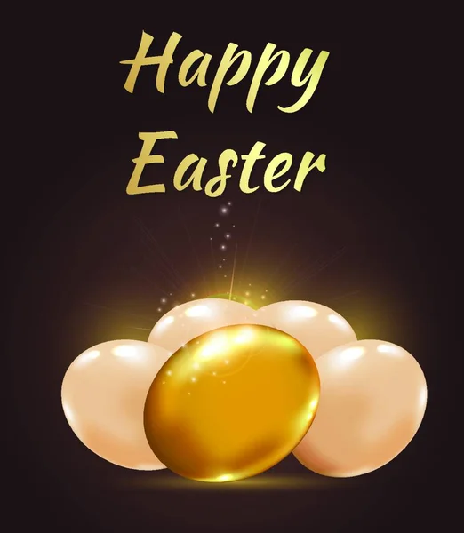 Dekorative Vektor Ostern Hintergrund Mit Goldenen Eiern — Stockvektor