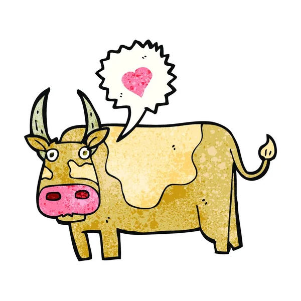 Vaca Dibujos Animados Con Corazón Amor — Archivo Imágenes Vectoriales