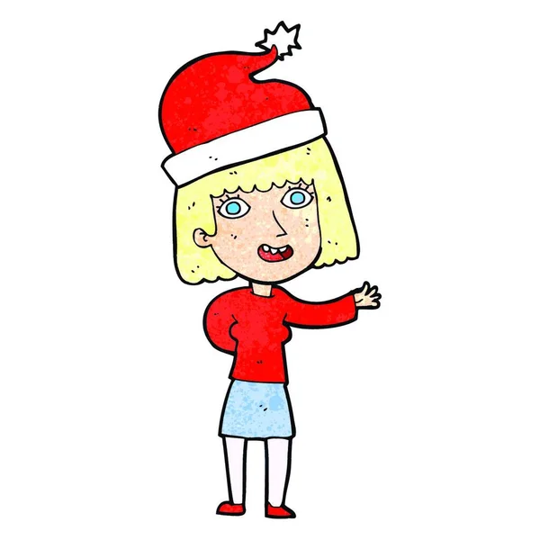 Mujer Dibujos Animados Listo Para Navidad — Archivo Imágenes Vectoriales