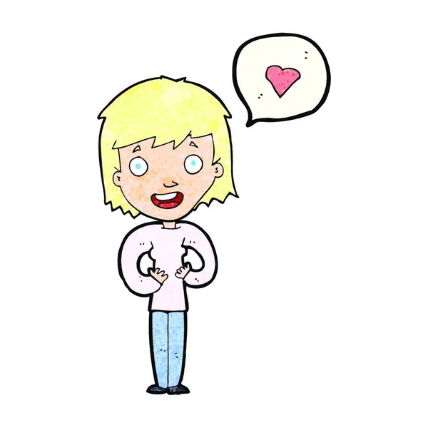 Cartoon Happy Woman Love — Stock Vector