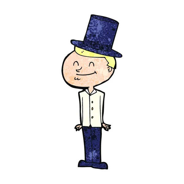 Cartoon Man Dragen Top Hat — Stockvector