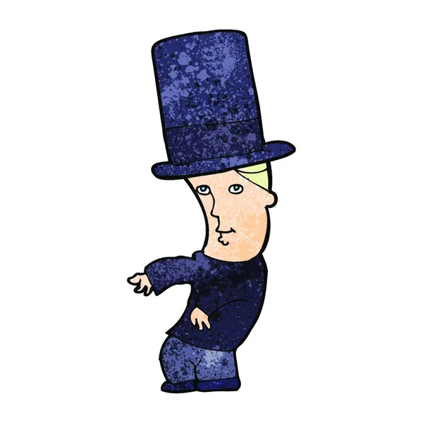 Cartoon Man Dragen Top Hat — Stockvector