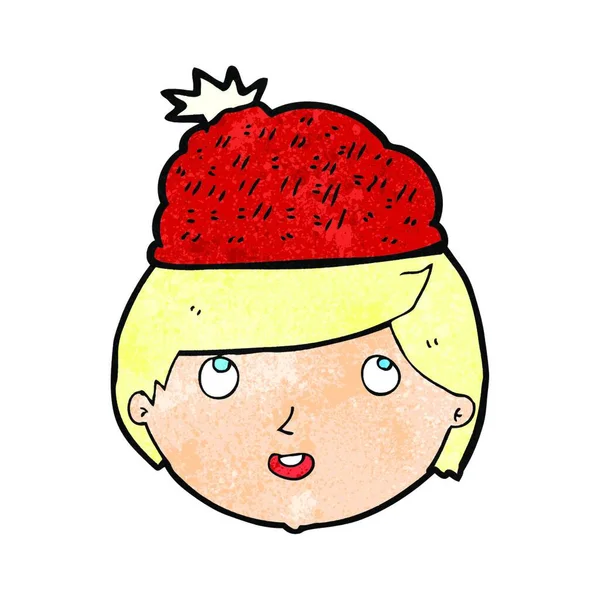 Homem Dos Desenhos Animados Usando Chapéu Inverno — Vetor de Stock