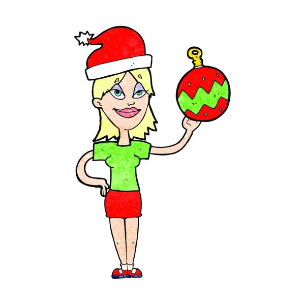 Donna Dei Cartoni Animati Pronto Natale — Vettoriale Stock