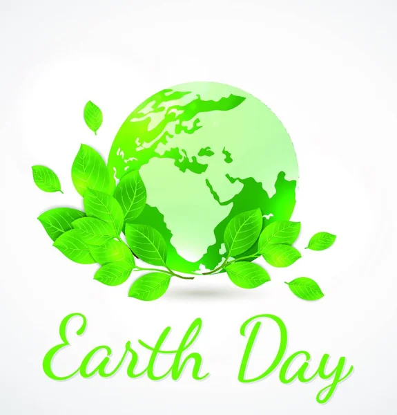 Planète Terre Branche Verte Carte Pour Jour Terre — Image vectorielle