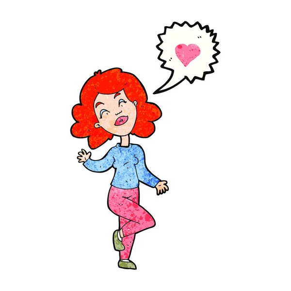 Cartoon Vrouw Verliefd — Stockvector