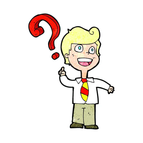 Caricatura Escolar Niño Haciendo Una Pregunta — Archivo Imágenes Vectoriales