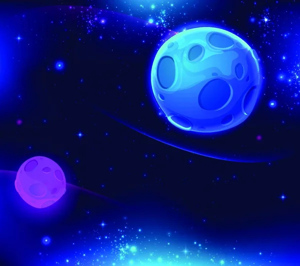 Διαστημικό Υπόβαθρο Λαμπερά Αστέρια Και Μπλε Πλανήτη Εικονογράφηση Διανύσματος — Διανυσματικό Αρχείο