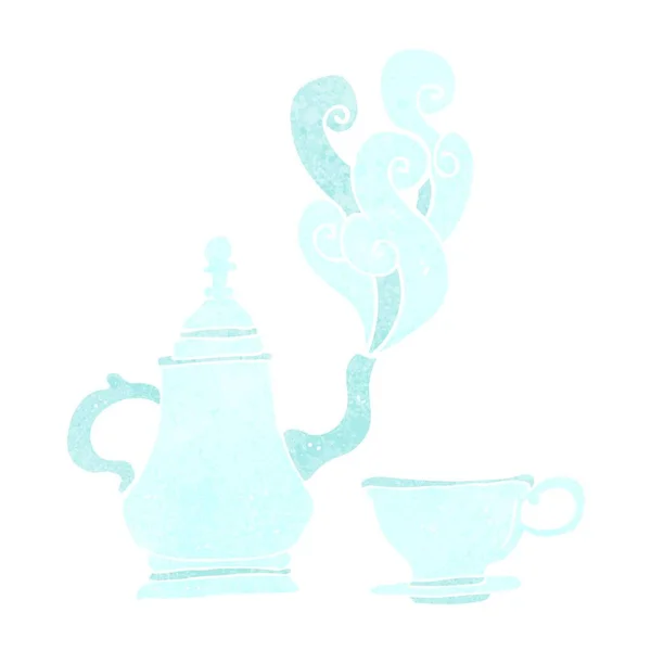 Cartoon Tea Set Isolated White Background — Stock Vector