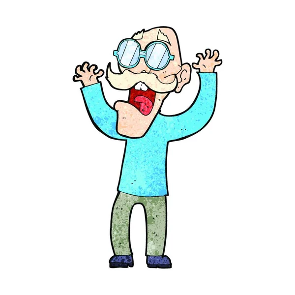 Kreslený Starý Muž Brýlích — Stockový vektor