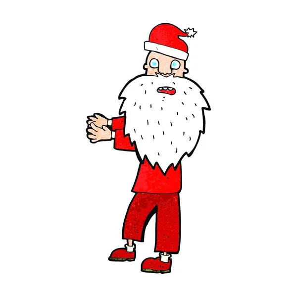 Γελοιογραφία Άνθρωπος Καπέλο Santa — Διανυσματικό Αρχείο