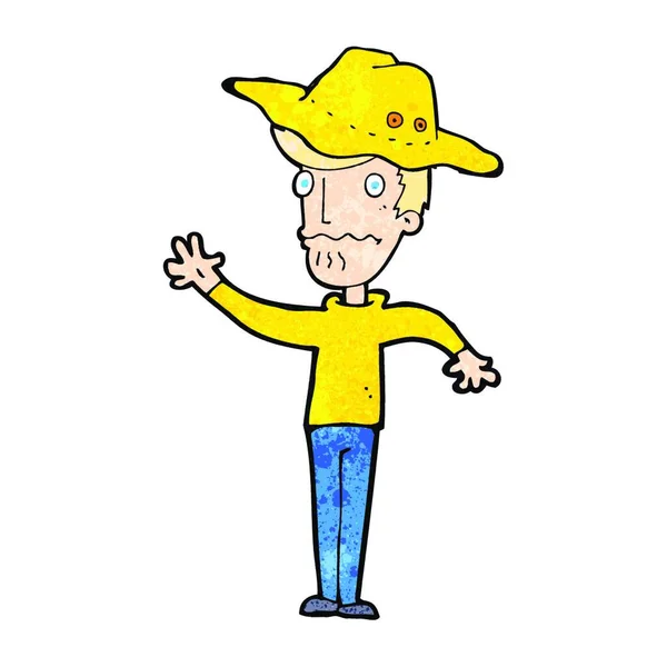 Kreslený Muž Klobouku Outback — Stockový vektor