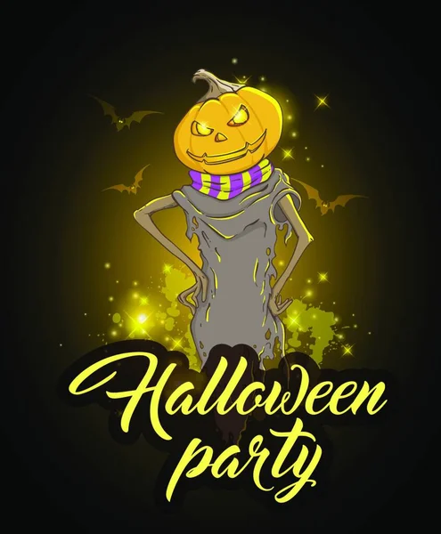 Halloween Achtergrond Met Enge Pompoen Ontwerp Voor Halloween Party — Stockvector