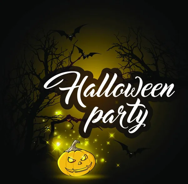 Halloween Achtergrond Met Silhouetten Van Boom Pompoen Ontwerp Voor Halloween — Stockvector