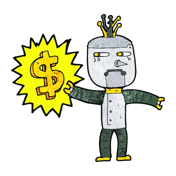 Robô Dos Desenhos Animados Com Símbolo Dinheiro —  Vetores de Stock