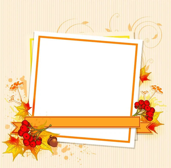 秋天的框架与浆果和落叶 矢量说明 — 图库矢量图片