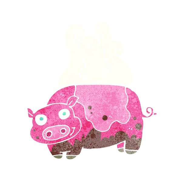 Cartoon Muddy Pig Illustration White Background — Stock Vector