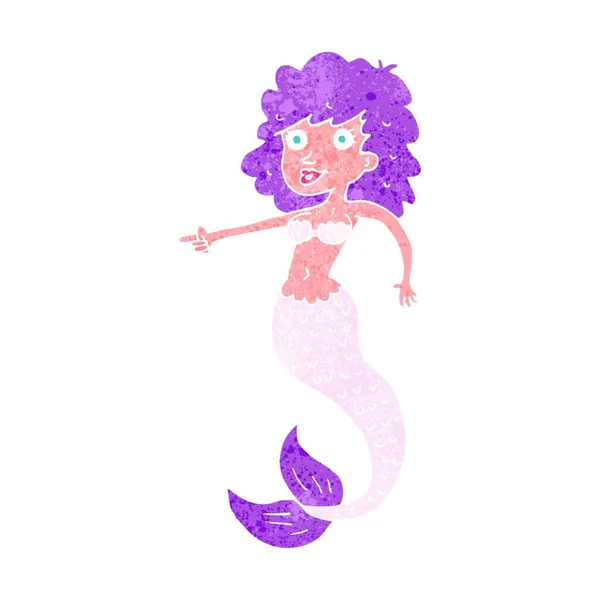 Cartoon Pink Mermaid Illustration White Background — Stock Vector