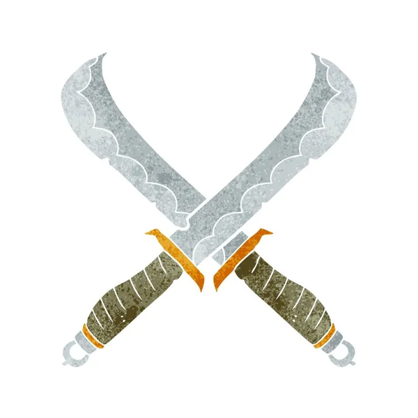 Desenho Animado Cruzado Espadas Ilustração Fundo Branco — Vetor de Stock