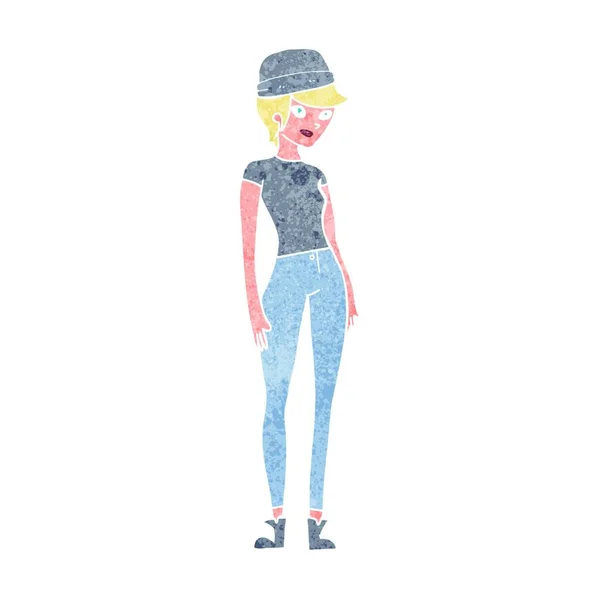 Mujer Dibujos Animados Con Sombrero — Vector de stock