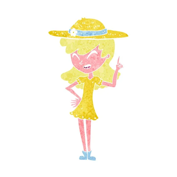 Mulher Dos Desenhos Animados Usando Chapéu Verão — Vetor de Stock